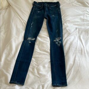 Citizens Of Humanity Deep Blue Ripped Skinny Jeans